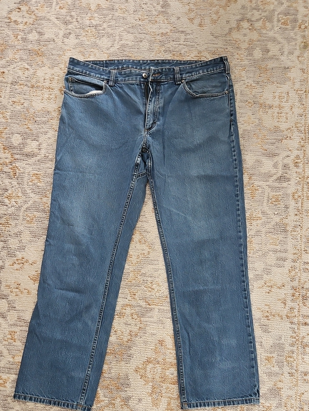 Duluth Trading Co Blue Relaxed Straight-Leg Jeans 38 X 32
